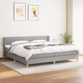 Cama box spring con colchón tela gris claro 200x200