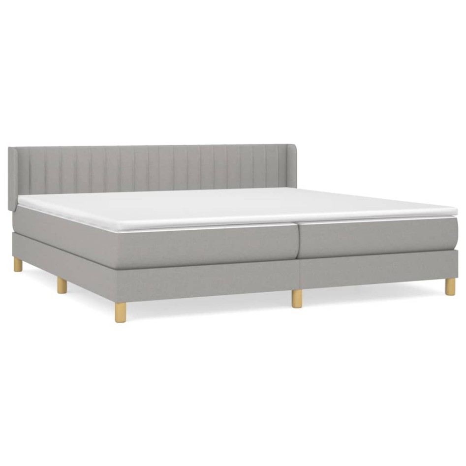 Cama box spring con colchón tela gris claro 200x200
