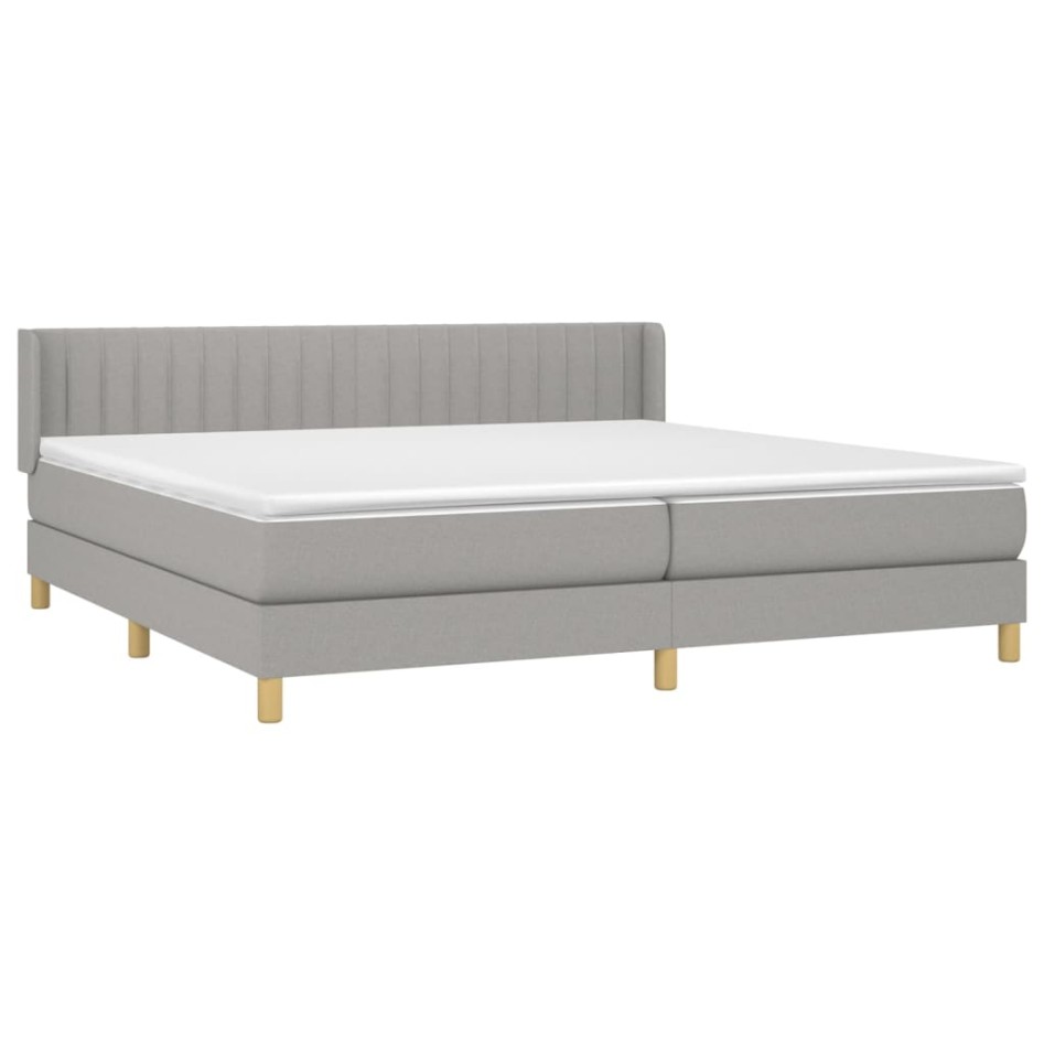 Cama box spring con colchón tela gris claro 200x200