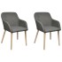 Sillas de comedor 2 uds tela y madera maciza roble gris