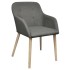 Sillas de comedor 2 uds tela y madera maciza roble gris
