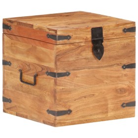 Baúl de madera maciza de acacia 40x40x40