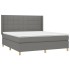 Cama box spring colchón y luces LED tela gris oscuro 160x200