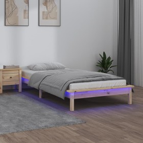 Estructura de cama LED sin colchón madera maciza 90x200