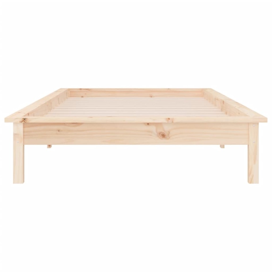 Estructura de cama LED sin colchón madera maciza 90x200