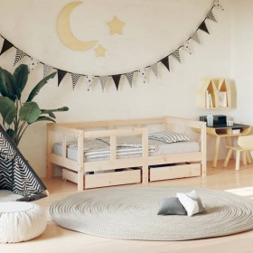 Estructura de cama para niños con cajones madera pino 70x140