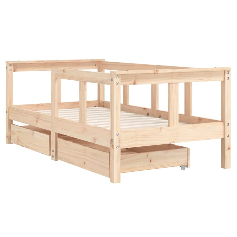 Estructura de cama para niños con cajones madera pino 70x140
