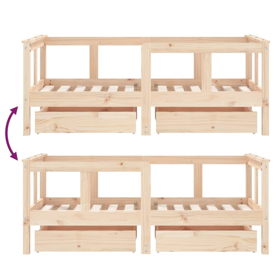 Estructura de cama para niños con cajones madera pino 70x140