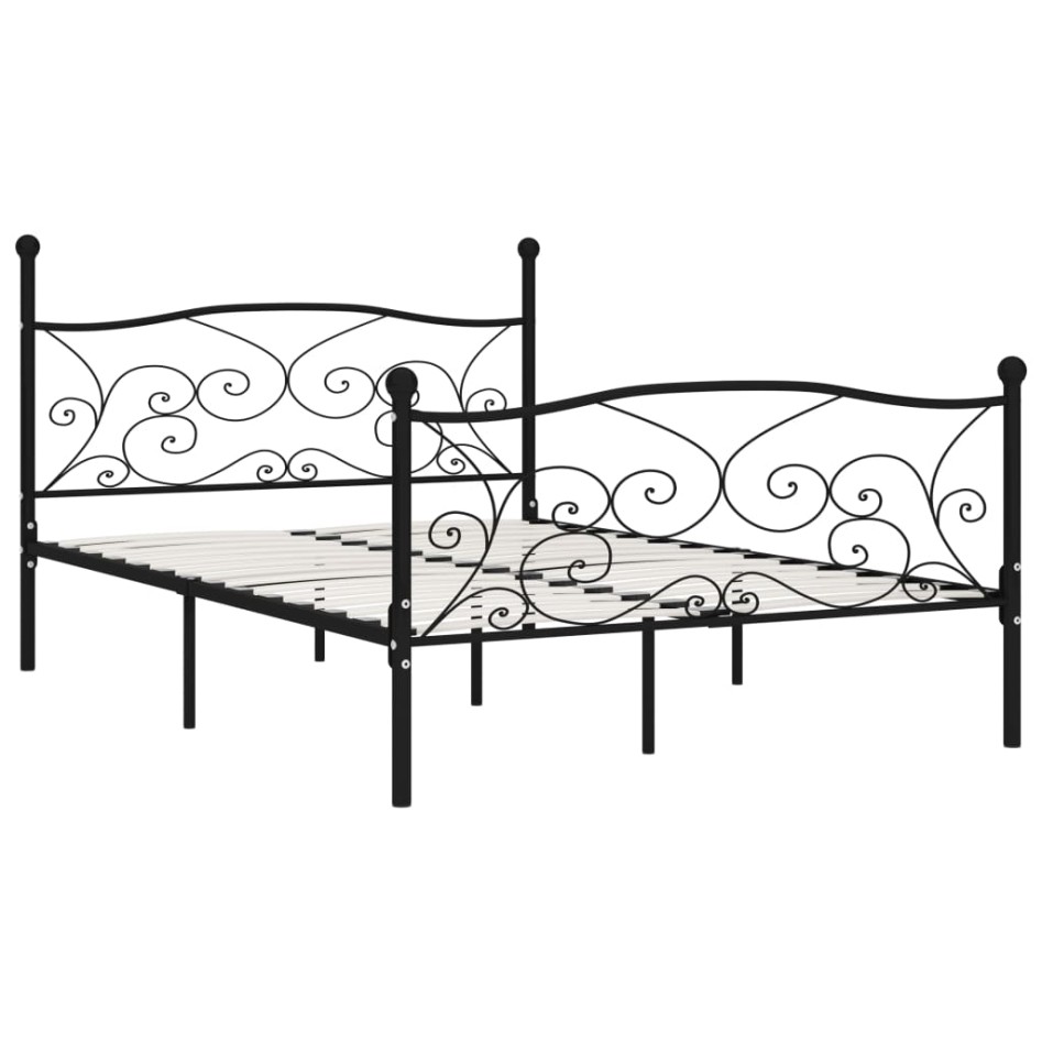 Estructura de cama con somier metal negro 120x200
