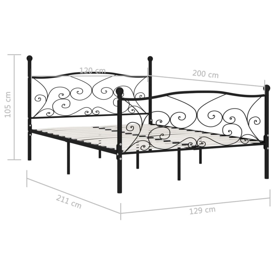 Estructura de cama con somier metal negro 120x200
