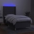 Cama box spring colchón y luces LED tela gris oscuro 90x200