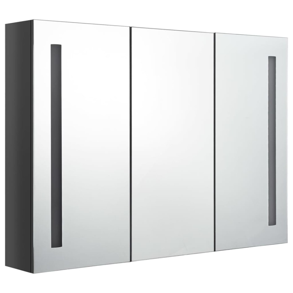 Mueble de baño con espejo LED gris brillante 89x14x62