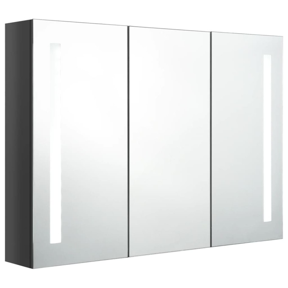 Mueble de baño con espejo LED gris brillante 89x14x62