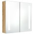 Armario de baño con espejo y LED blanco y roble 62x14x60