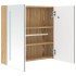 Armario de baño con espejo y LED blanco y roble 62x14x60