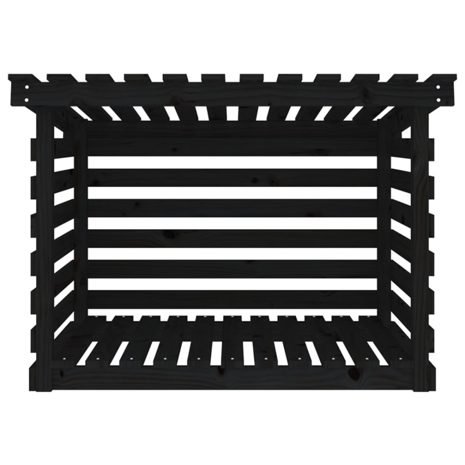 Leñero de madera maciza de pino negro 108x73x79
