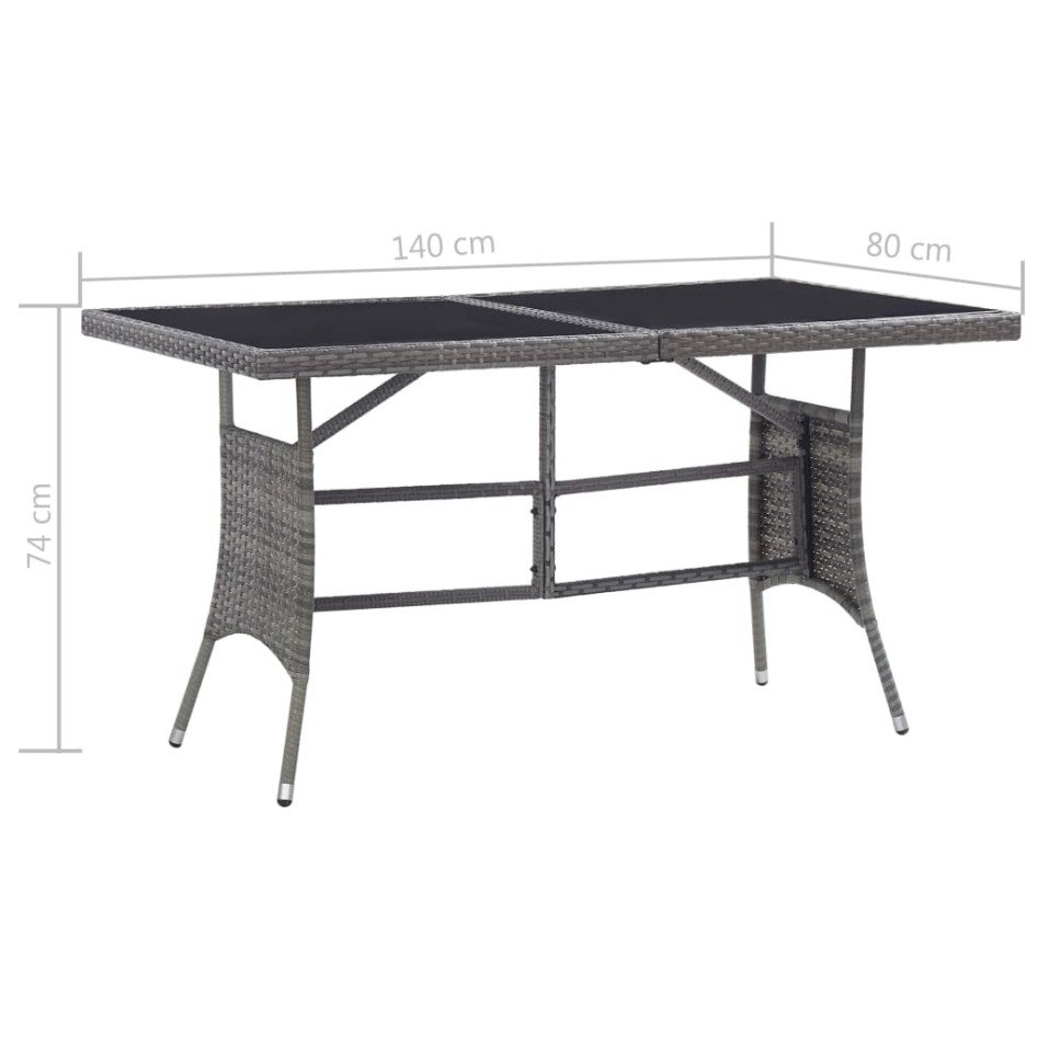 Set comedor jardín 7 pzas ratán sintético gris antracita y