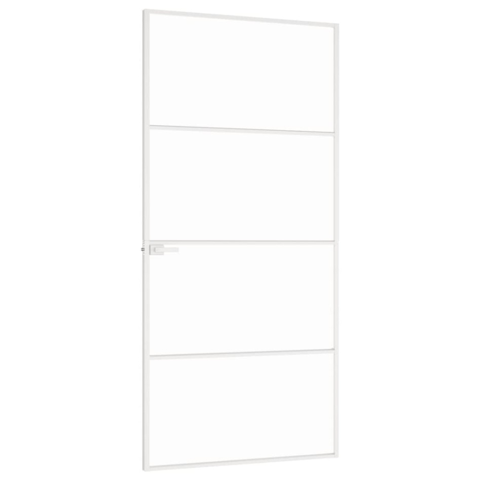 Puerta de interior vidrio templado y aluminio blanco