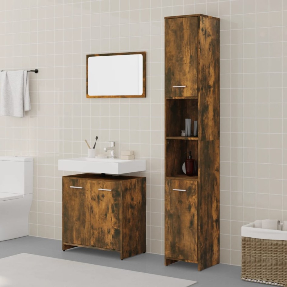 Set de muebles baño 3 pzas madera contrachapada roble