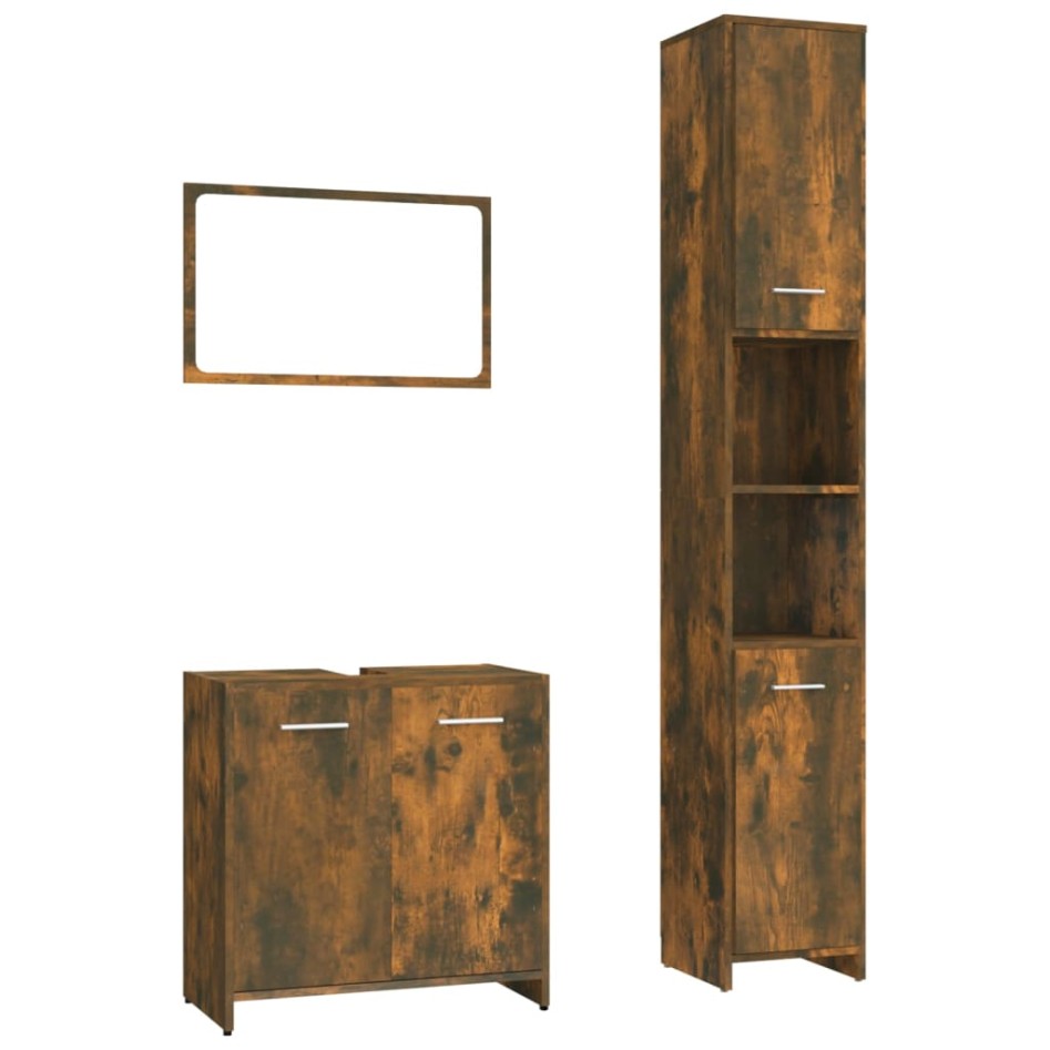 Set de muebles baño 3 pzas madera contrachapada roble