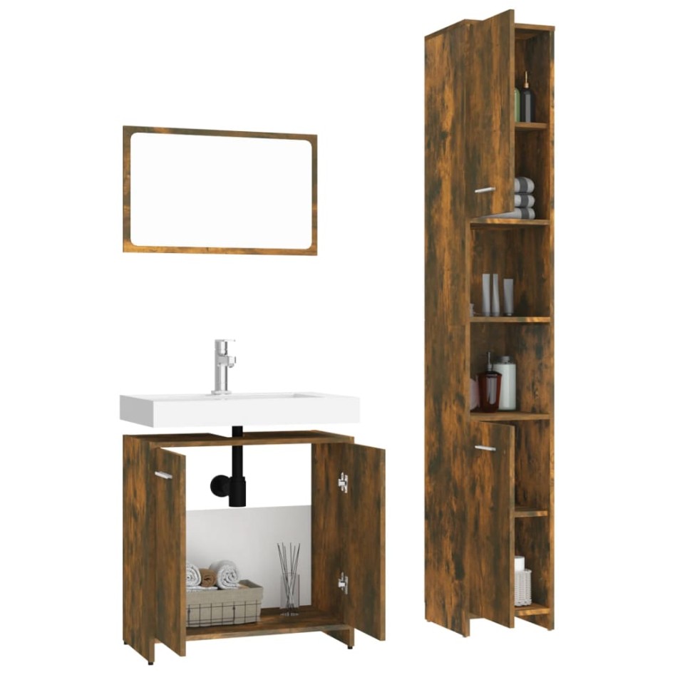 Set de muebles baño 3 pzas madera contrachapada roble