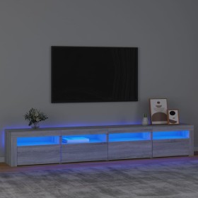 Mueble de TV con luces LED gris Sonoma 240x35x40