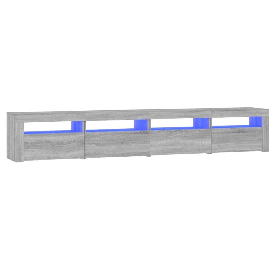 Mueble de TV con luces LED gris Sonoma 240x35x40