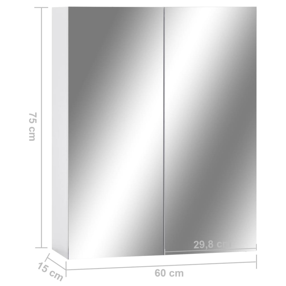 323607  Bathroom Mirror Cabinet White 60x15x75 cm