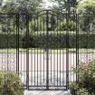 Puerta de jardín de hierro forjado negro 121x8x180 cm
