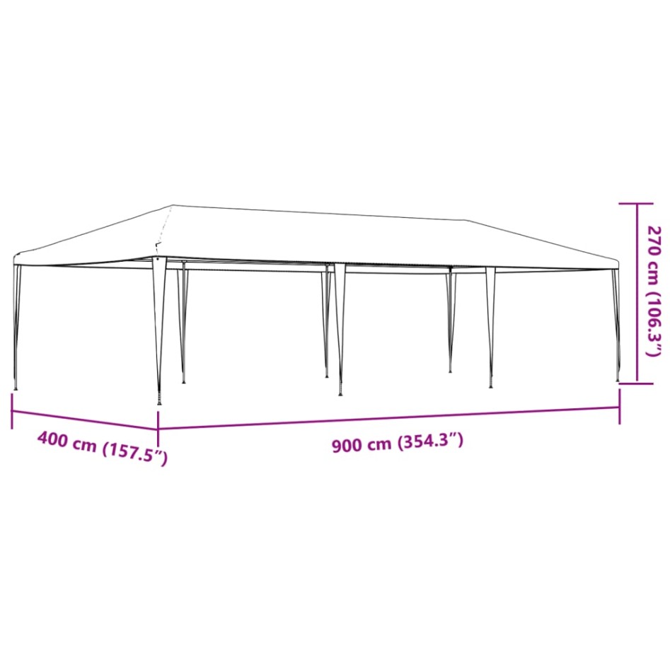 Carpa profesional para fiestas verde 90 g/m² 4x9