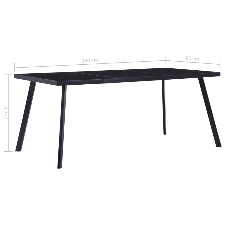Mesa de comedor de vidrio templado negro 160x80x75