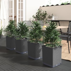 Jardineras 4 uds polipropileno negro 30x30x37