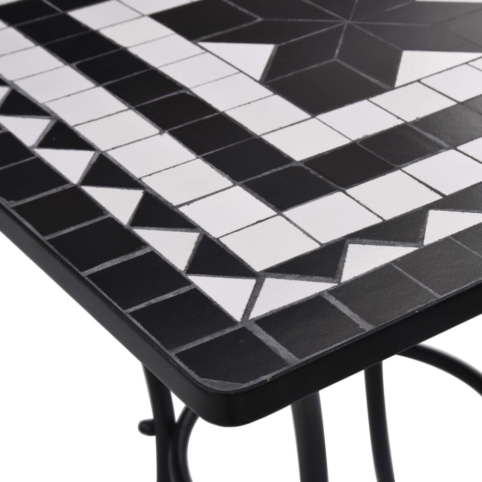 Mesa bistró de mosaico cerámica negro y blanco 60