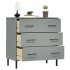 Aparador con 3 cajones OSLO madera maciza gris 77x40x79,5