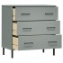 Aparador con 3 cajones OSLO madera maciza gris 77x40x79,5