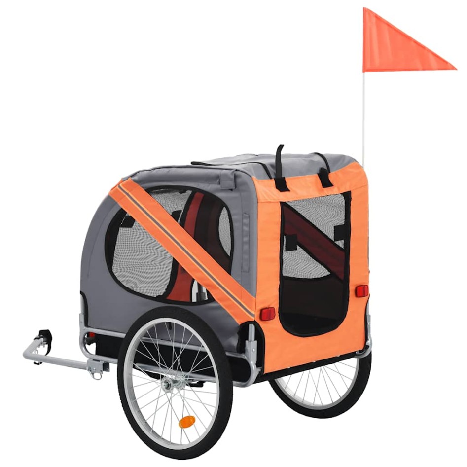 Remolque de bicicleta para mascotas naranja y
