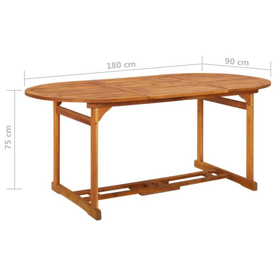 Mesa de comedor jardín 180x90x75 cm madera maciza de