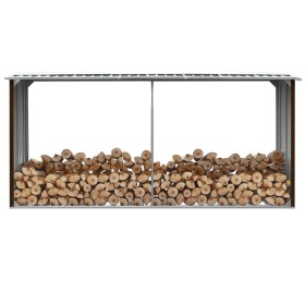 Casetilla para leña acero galvanizado marrón 330x92x153