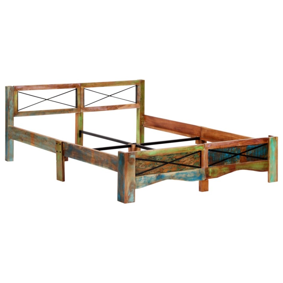 Estructura de cama de madera maciza reciclada 160x200