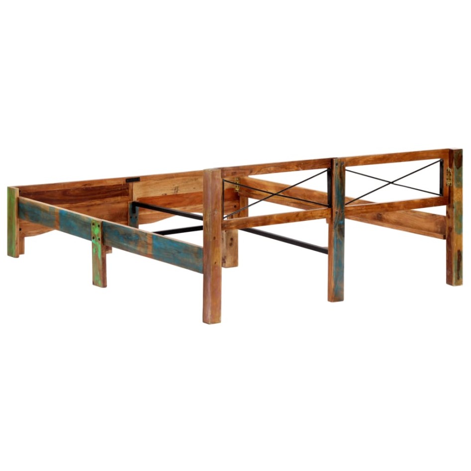 Estructura de cama de madera maciza reciclada 160x200