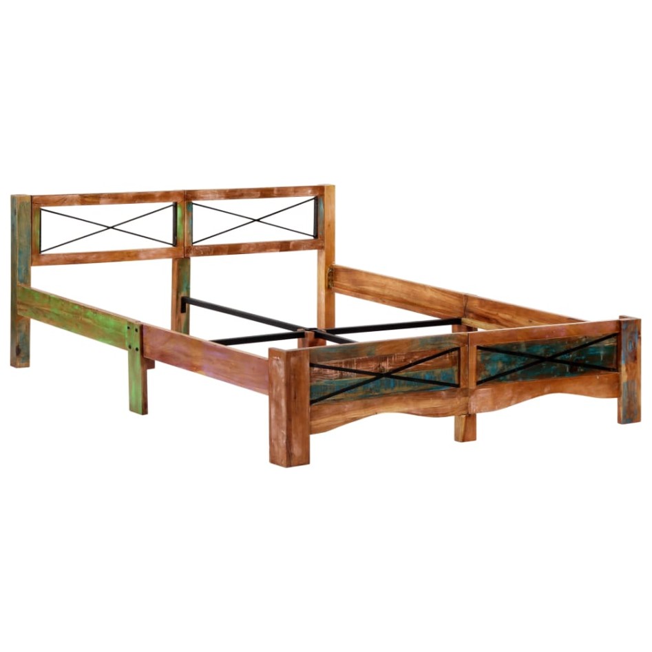 Estructura de cama de madera maciza reciclada 160x200