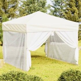 Carpa para fiestas plegable con paredes laterales crema 3x3
