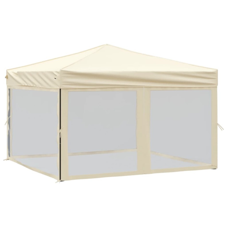 Carpa para fiestas plegable con paredes laterales crema 3x3