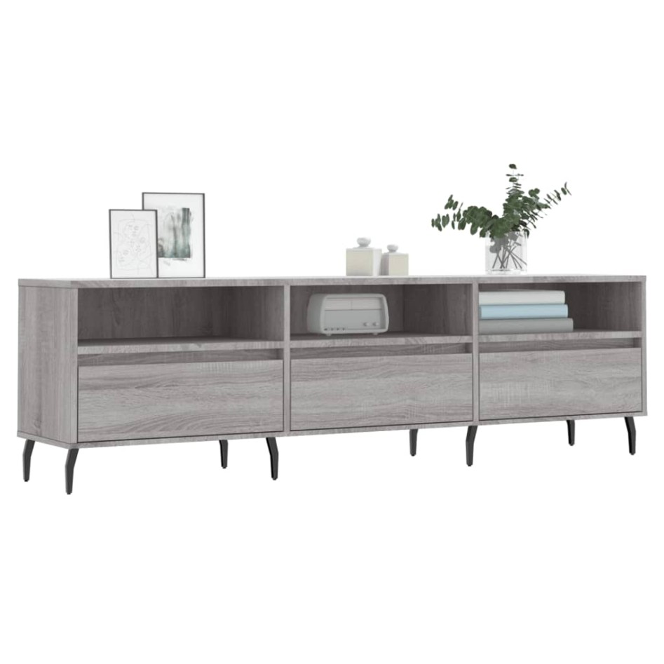 Mueble para TV madera contrachapada gris Sonoma 150x30x44,5