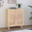 Aparador marrón madera pino maciza y ratán natural 60x30x70 cm