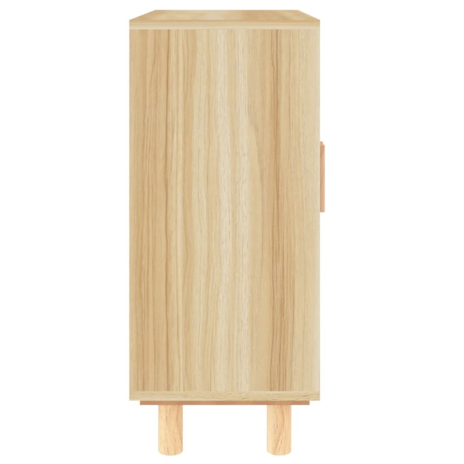 Aparador marrón madera pino maciza y ratán natural 60x30x70