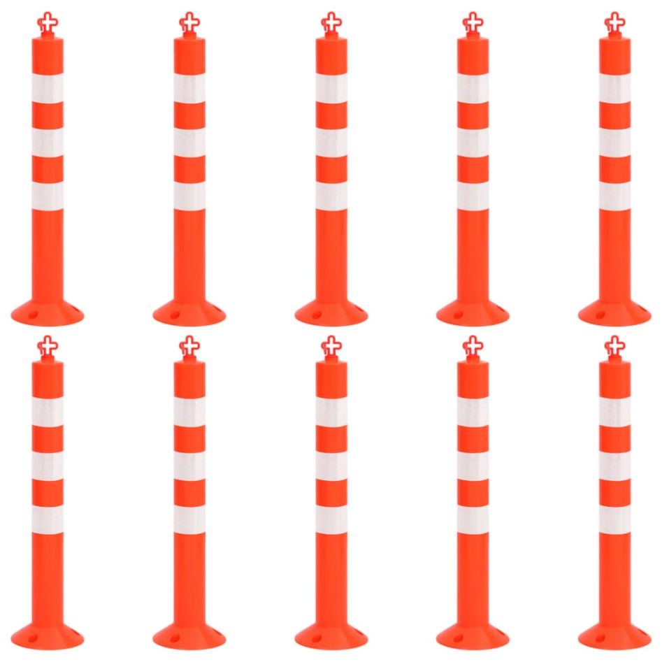 Bolardos de control de tráfico 10 uds con cadena PE 75