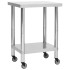 Mesa de trabajo para cocina con ruedas acero inox 60x30x85