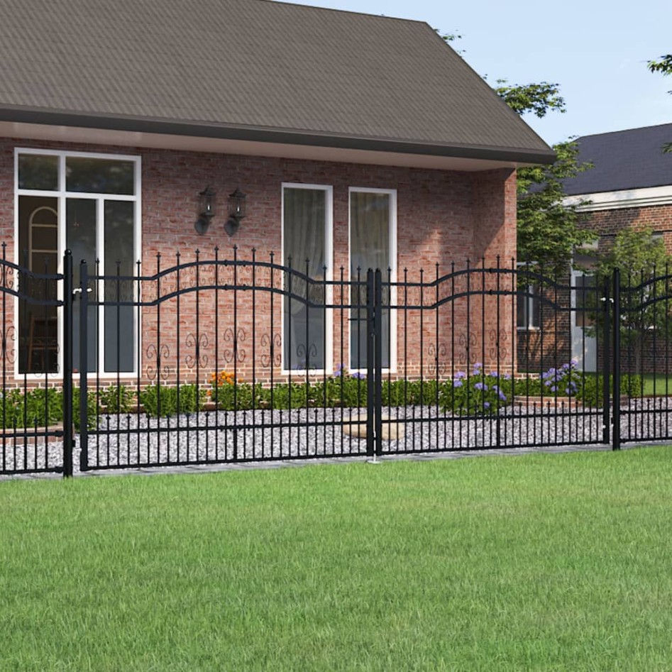 Puerta de valla punta lanza acero recubierto negro 406x173