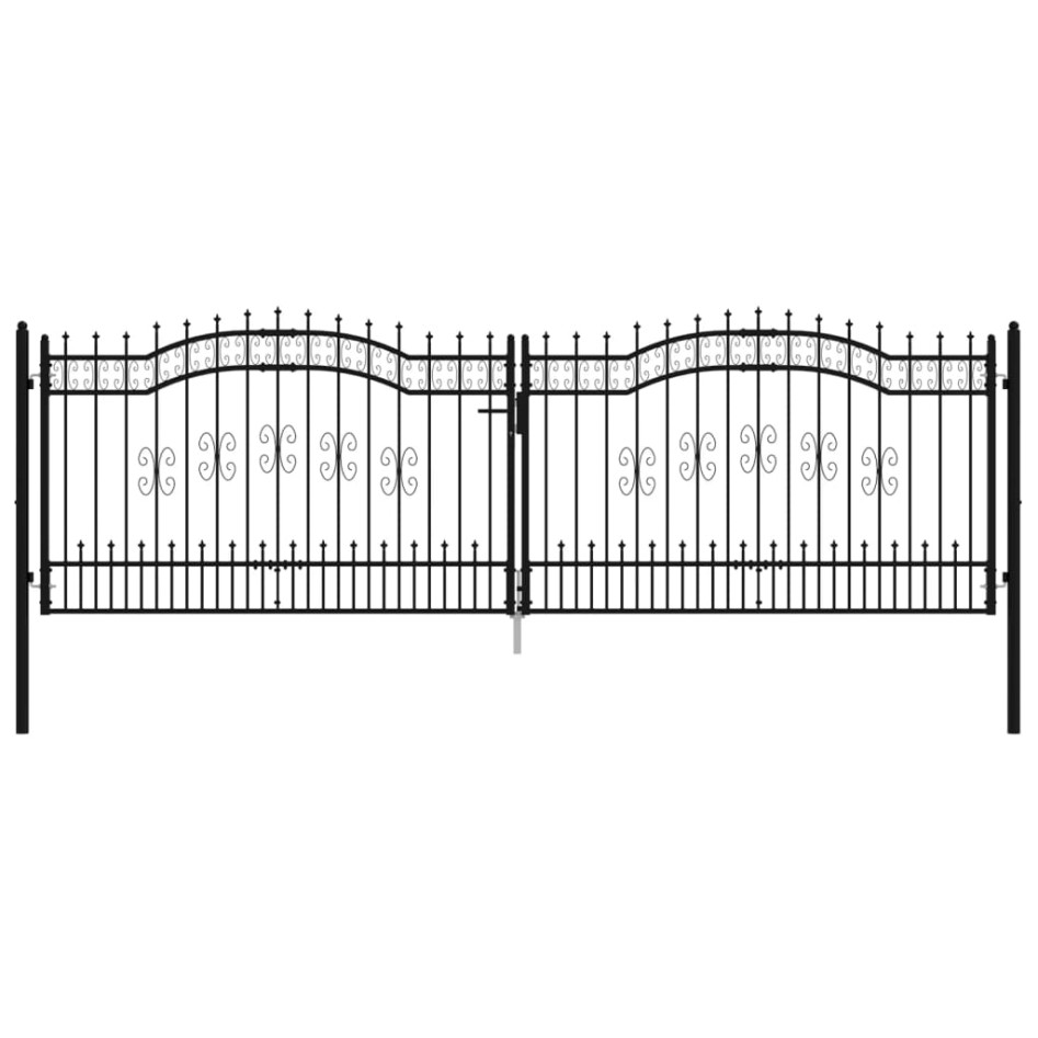 Puerta de valla punta lanza acero recubierto negro 406x173